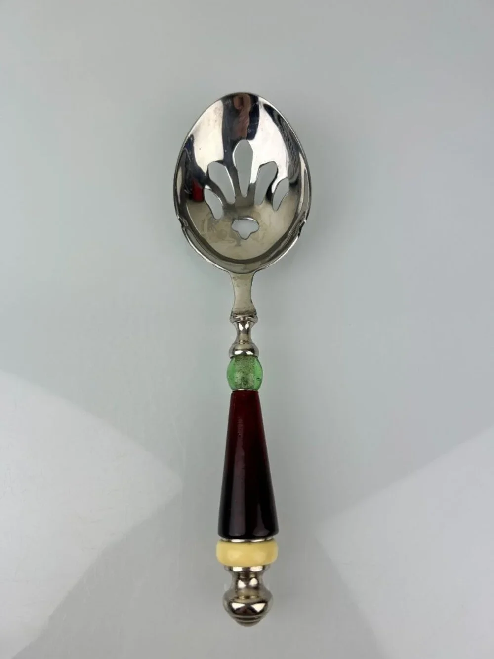 Lenox Holiday Gatherings 3 Pc Amber Green Serving Set Fork Spoon Slotted
